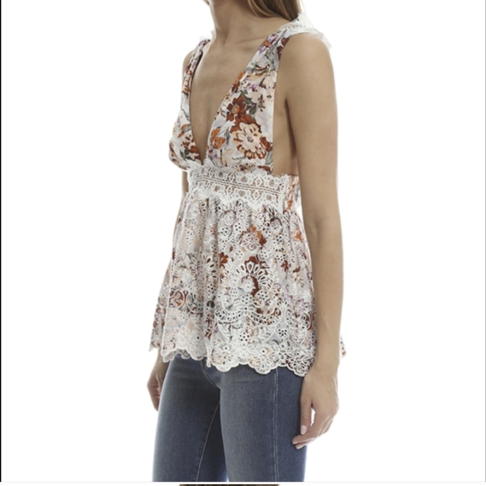 Zimmerman Alchemy Lace flutter ruffle back top